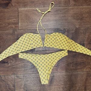 Skatie Yellow and Black Patterned Bikini